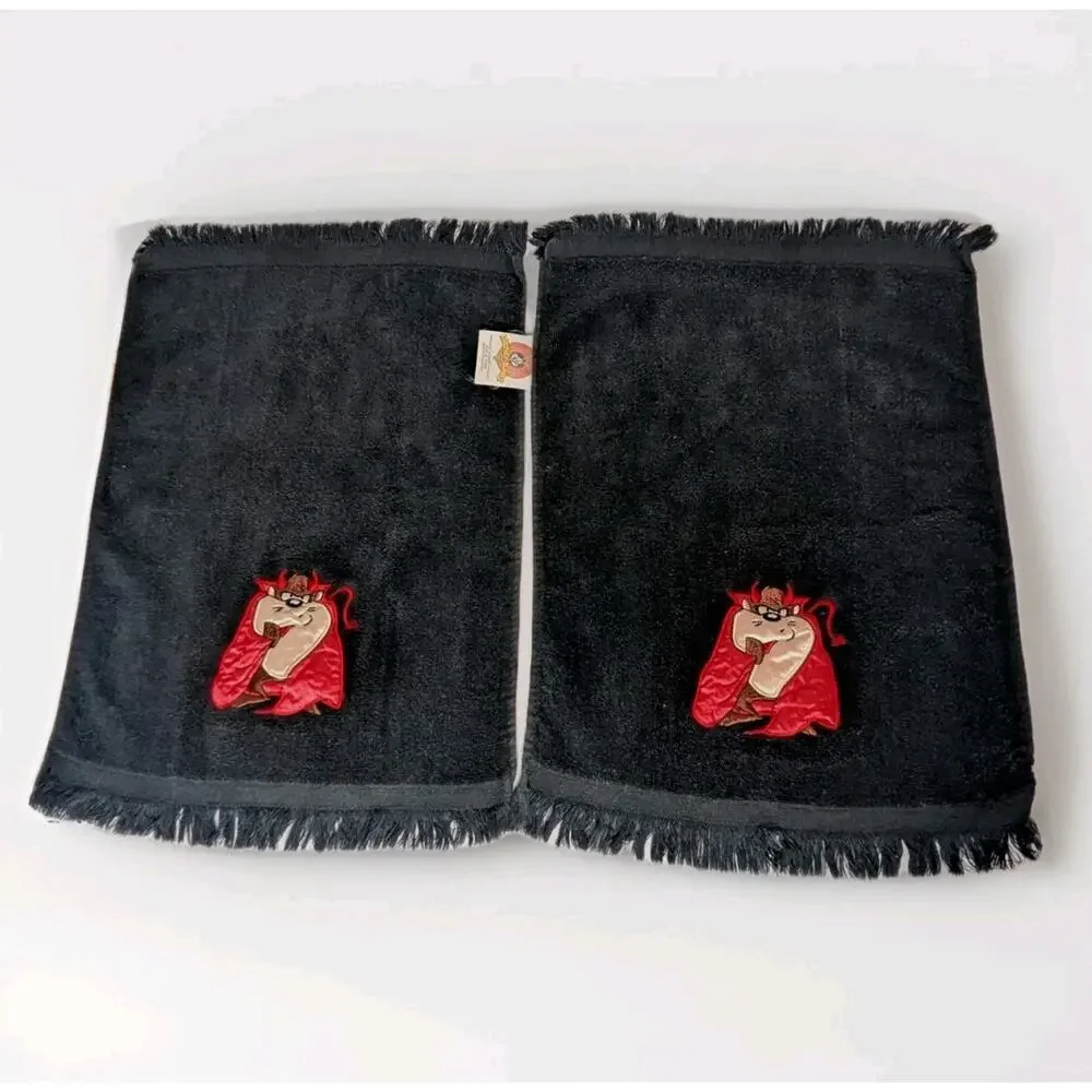 Set 2 Tasmanian Devil Fingertip Towel Sport Hand Cloth Embroider Halloween 1997